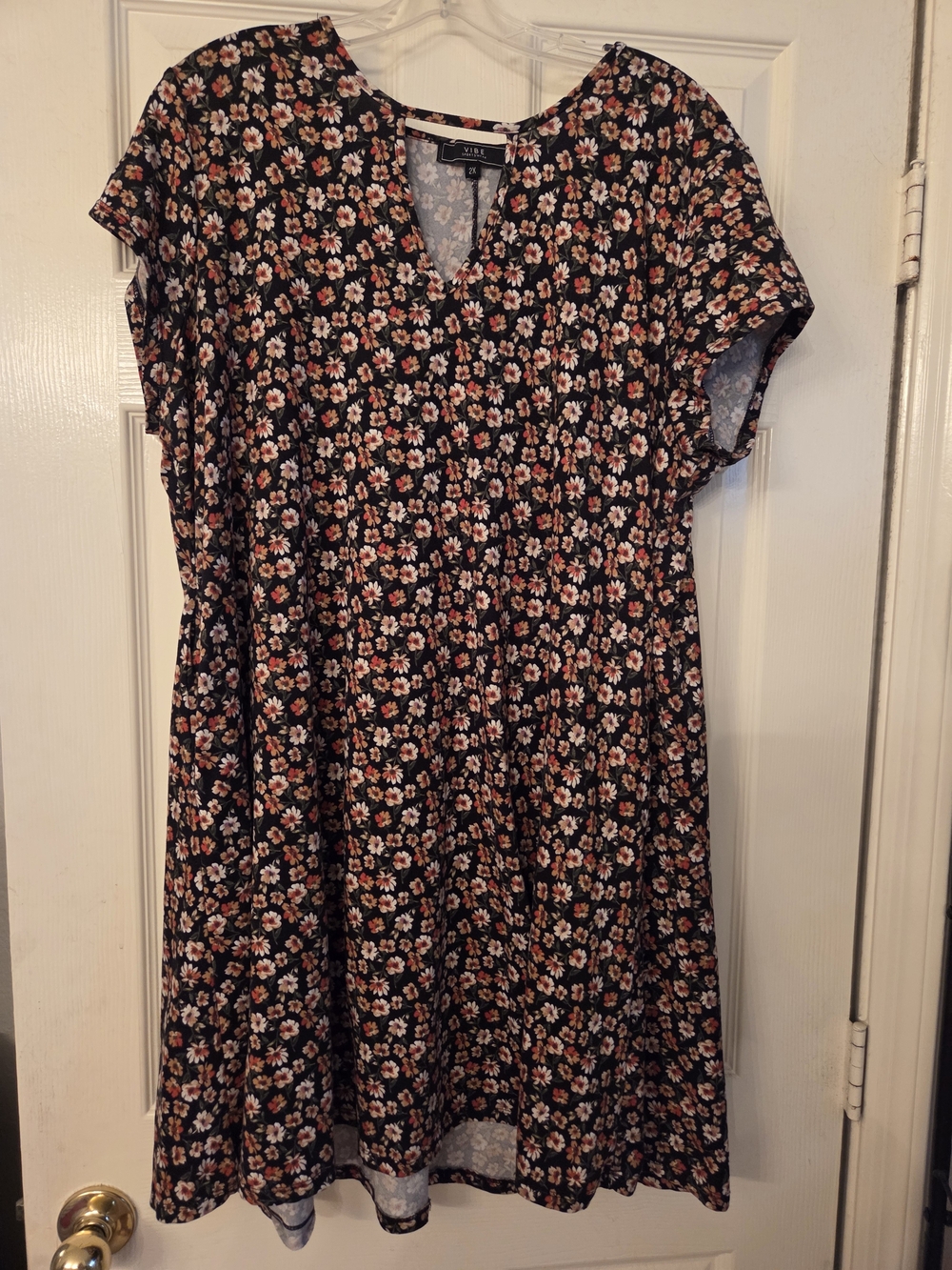 Vibe Black Mini Dress with Pink and Cream Floral Print